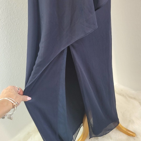 ALEX EVENINGS WOMEN'S METALLIC CUTOUT LACE DRESS NAVY GOLD METALLIC SZ 6… - Picture 12 of 13